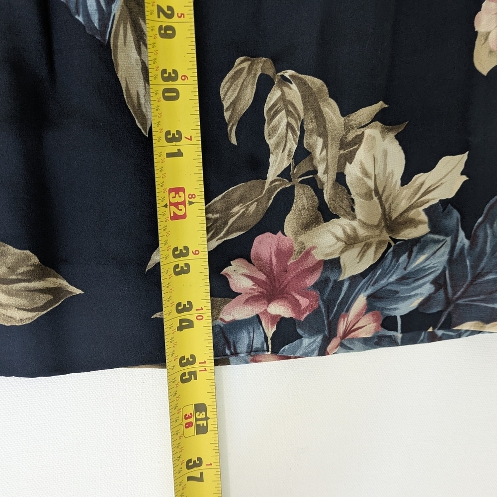 Vintage Rena Rowan From Saville 100% Silk Wrap Maxi Skirt Floral Blue size 12 - Picture 7 of 8